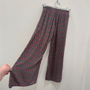 NATURAL LIFE Boho Wide-Leg Printed Pants — Red & Teal Motif